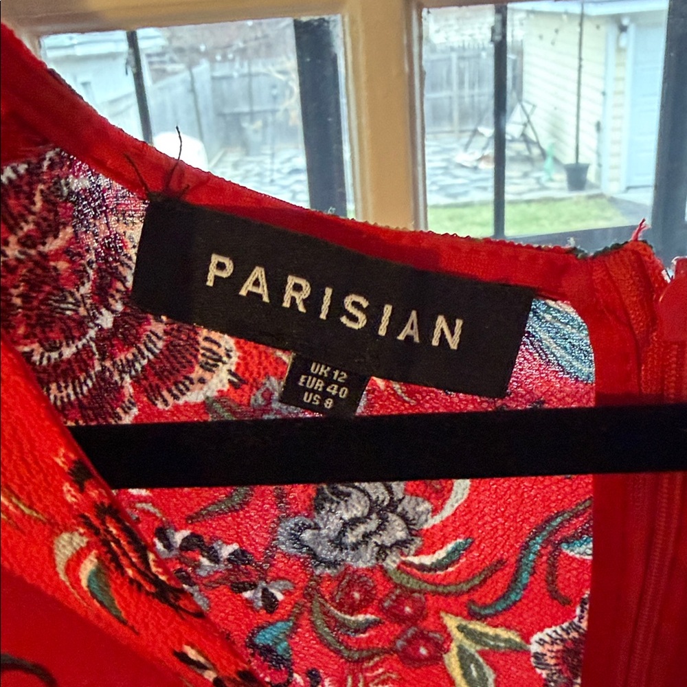 Parisian Works Red Floral Mini Dress - Picture 2 of 4